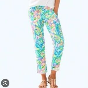Lilly Pulitzer Aden Linen Pants Surf Gypsea Size XS